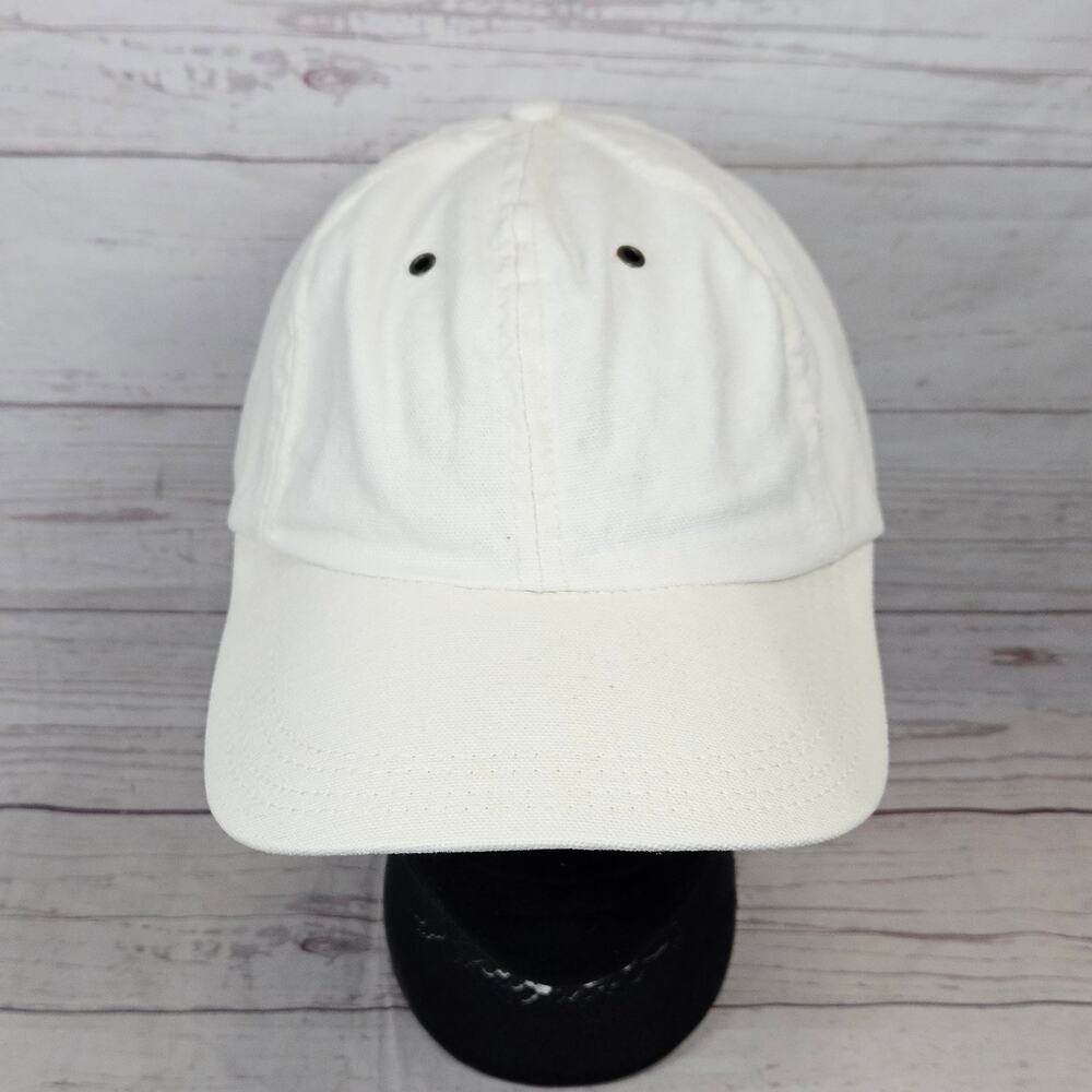 Vintage Eddie Bauer Baseball Cap S/M Adjustable Stretch White Dad Hat *Stains